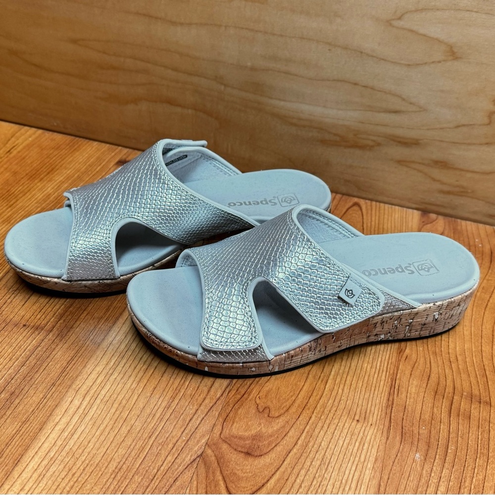 Spenco Karla Adjustable Wedge Sandal-Metallic